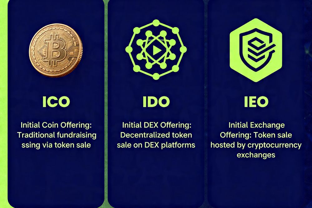 ICO vs IDO vs IEO crypto explained comparison