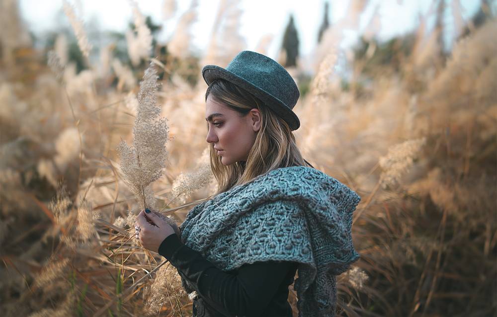 nature grey woman hat