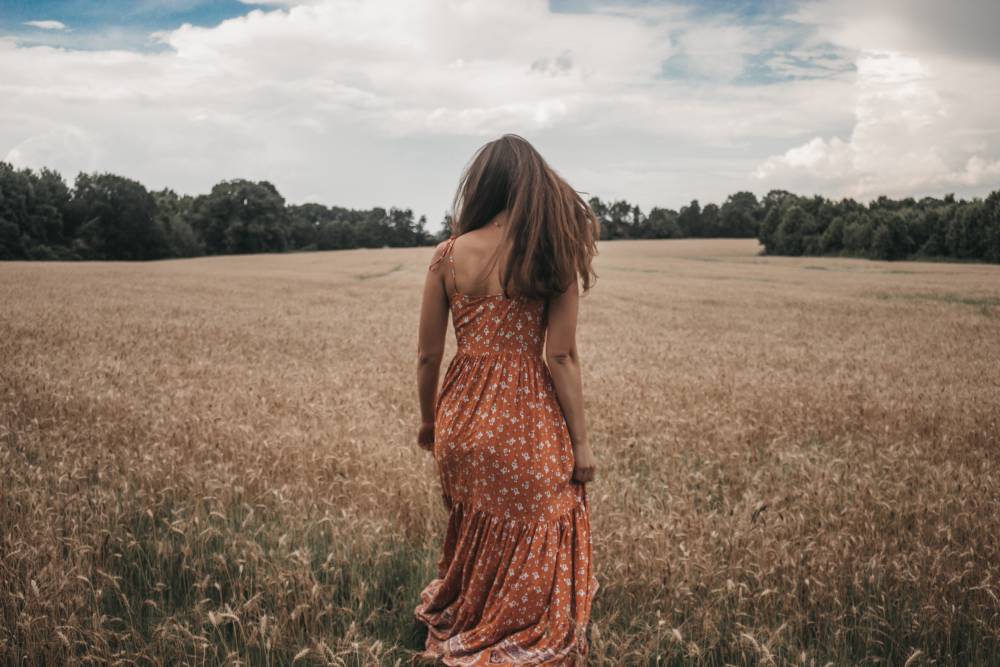 red dress landscape