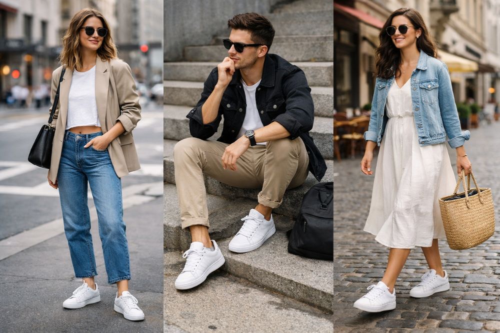 how to wear white sneakers outfit