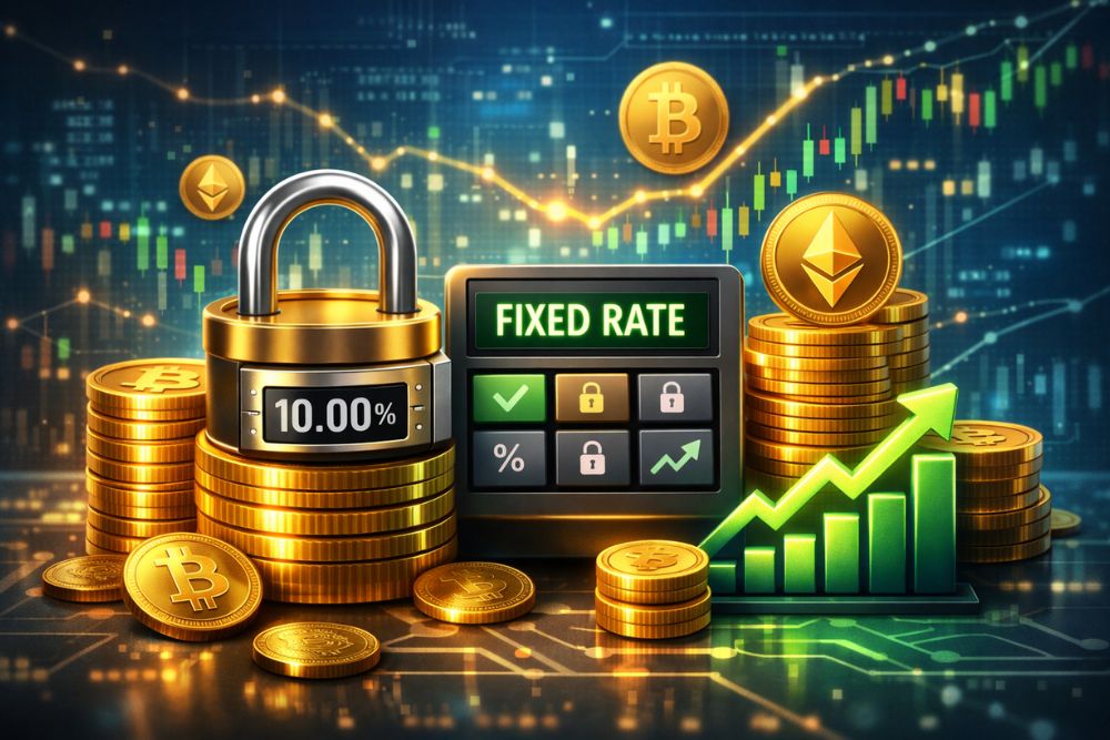 lock in fixed yield rate crypto DeFi