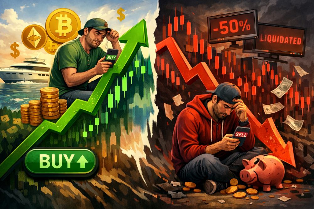 why beginners buy top sell bottom crypto