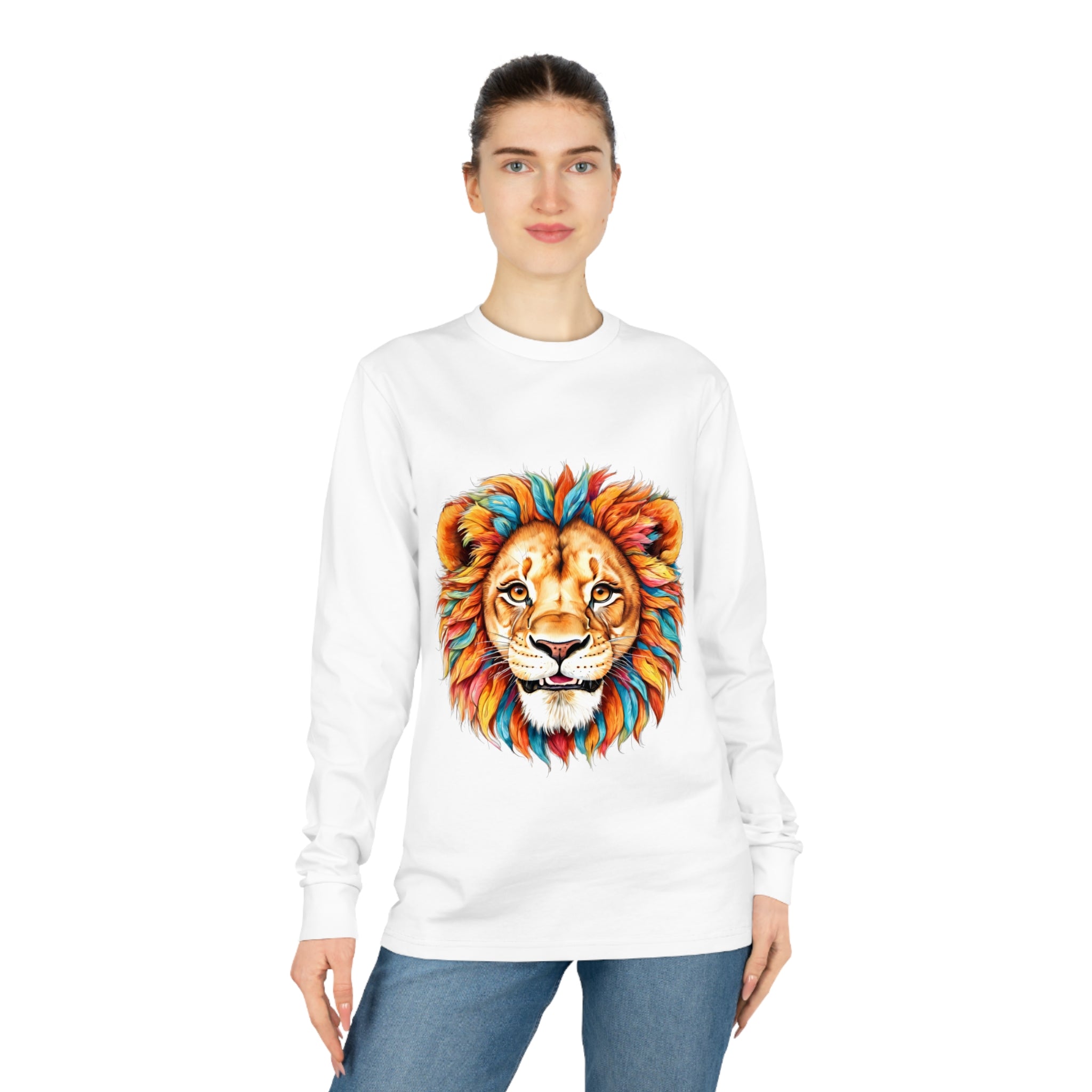 【BAON】[unisex] Leoni printing layered over long sleeve tee Blue Lion Organic Cotton Long Sleeve Tee – Panaprium