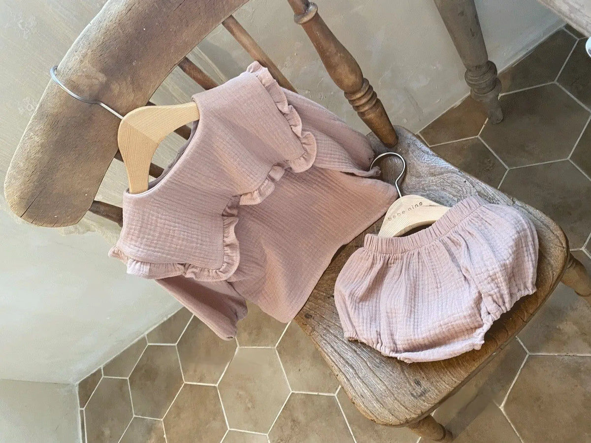Baby-Kleidungsset für Mädchen aus Bio-Baumwolle mit Rüschen