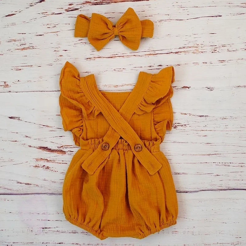 Playful Organic Cotton Baby Girl Ruffle Romper – Panaprium